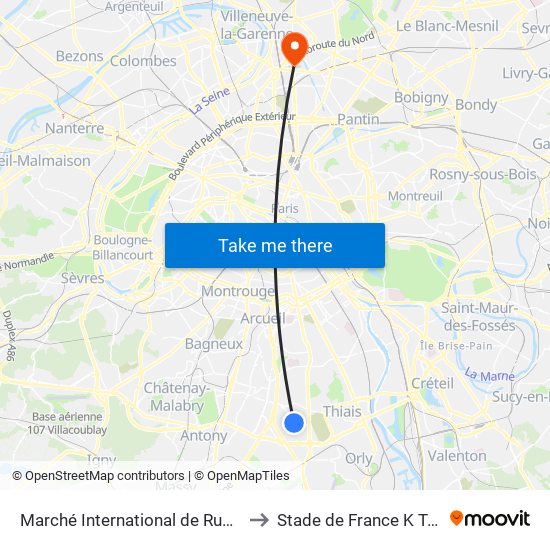 Marché International de Rungis to Stade de France K To Z map