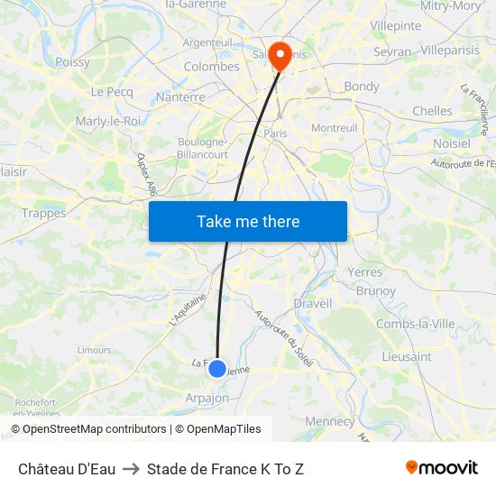 Château D'Eau to Stade de France K To Z map