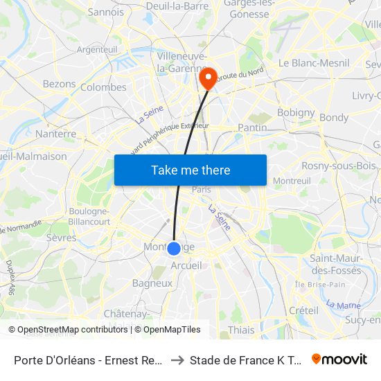 Porte D'Orléans - Ernest Reyer to Stade de France K To Z map