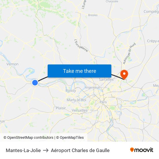 Mantes-La-Jolie to Aéroport Charles de Gaulle map