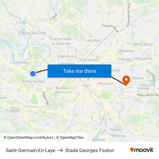 Saint-Germain-En-Laye to Stade Georges Foulon map