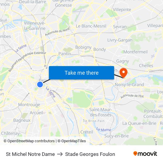 St Michel Notre Dame to Stade Georges Foulon map