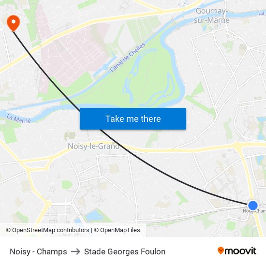 Noisy - Champs to Stade Georges Foulon map
