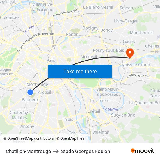 Châtillon-Montrouge to Stade Georges Foulon map