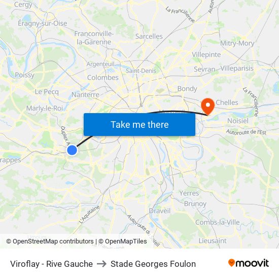 Viroflay - Rive Gauche to Stade Georges Foulon map