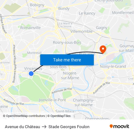 Avenue du Château to Stade Georges Foulon map