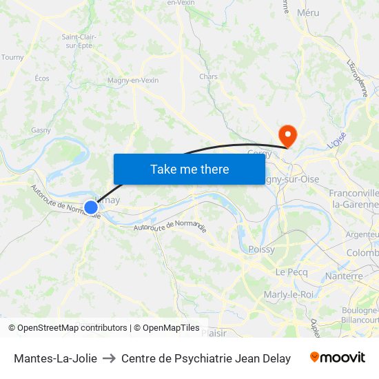 Mantes-La-Jolie to Centre de Psychiatrie Jean Delay map
