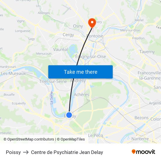 Poissy to Centre de Psychiatrie Jean Delay map
