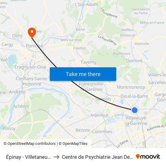 Épinay - Villetaneuse to Centre de Psychiatrie Jean Delay map