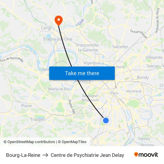 Bourg-La-Reine to Centre de Psychiatrie Jean Delay map