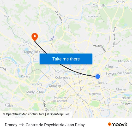 Drancy to Centre de Psychiatrie Jean Delay map