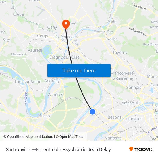 Sartrouville to Centre de Psychiatrie Jean Delay map