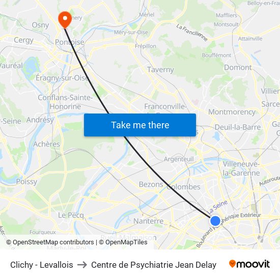 Clichy - Levallois to Centre de Psychiatrie Jean Delay map