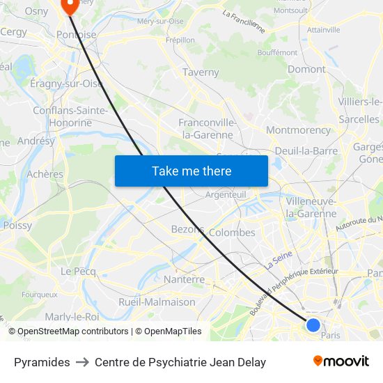 Pyramides to Centre de Psychiatrie Jean Delay map