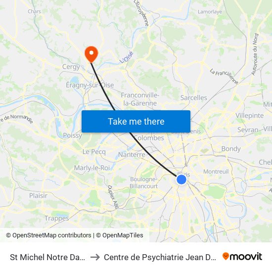 St Michel Notre Dame to Centre de Psychiatrie Jean Delay map