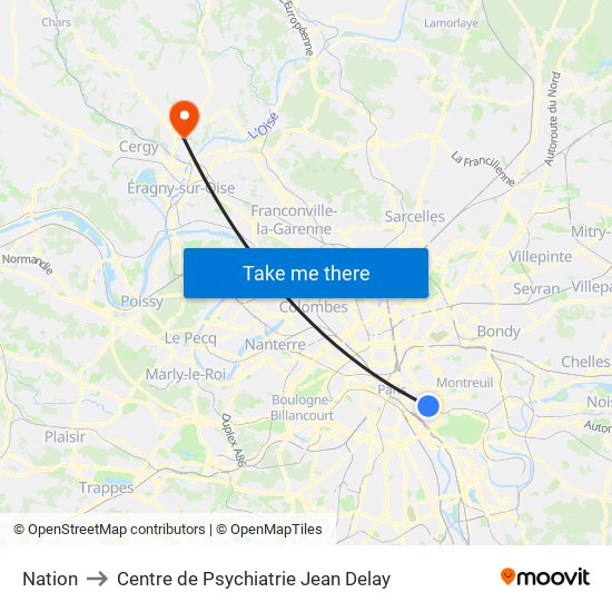 Nation to Centre de Psychiatrie Jean Delay map