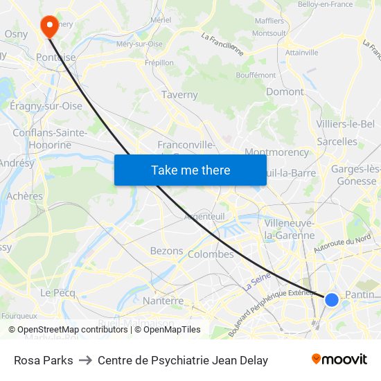 Rosa Parks to Centre de Psychiatrie Jean Delay map
