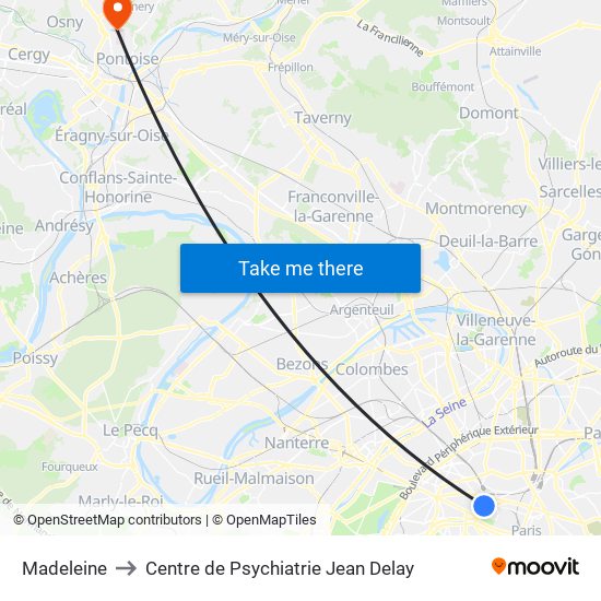 Madeleine to Centre de Psychiatrie Jean Delay map