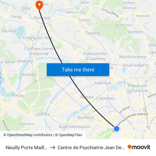 Neuilly Porte Maillot to Centre de Psychiatrie Jean Delay map