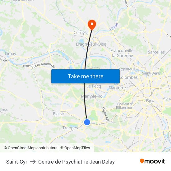 Saint-Cyr to Centre de Psychiatrie Jean Delay map