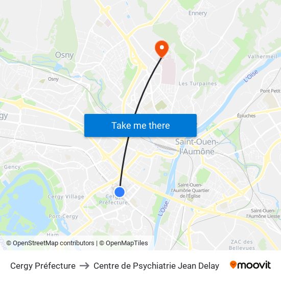 Cergy Préfecture to Centre de Psychiatrie Jean Delay map