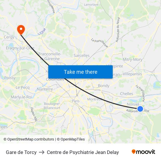 Gare de Torcy to Centre de Psychiatrie Jean Delay map