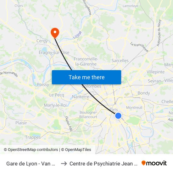 Gare de Lyon - Van Gogh to Centre de Psychiatrie Jean Delay map