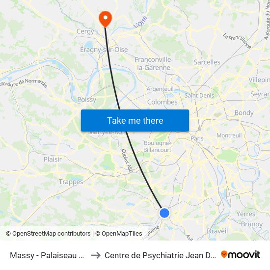 Massy - Palaiseau RER to Centre de Psychiatrie Jean Delay map