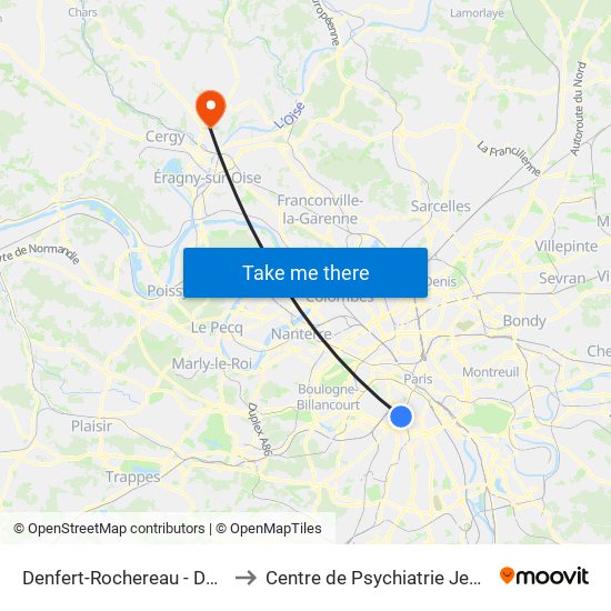 Denfert-Rochereau - Daguerre to Centre de Psychiatrie Jean Delay map