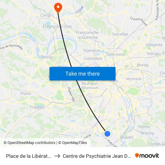 Place de la Libération to Centre de Psychiatrie Jean Delay map
