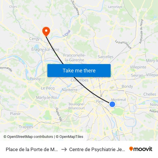 Place de la Porte de Montreuil to Centre de Psychiatrie Jean Delay map