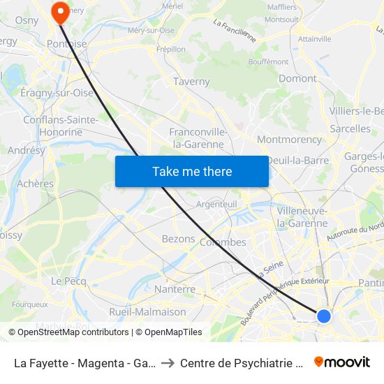La Fayette - Magenta - Gare du Nord to Centre de Psychiatrie Jean Delay map