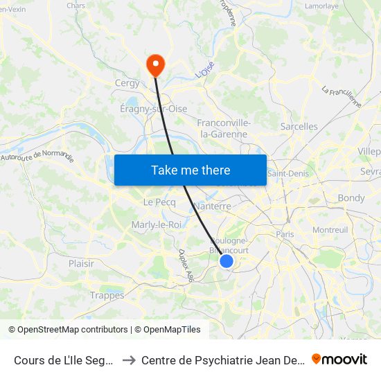 Cours de L'Ile Seguin to Centre de Psychiatrie Jean Delay map