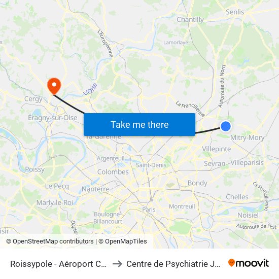 Roissypole - Aéroport Cdg1 (G1) to Centre de Psychiatrie Jean Delay map