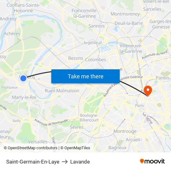 Saint-Germain-En-Laye to Lavande map