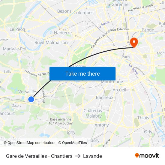 Gare de Versailles - Chantiers to Lavande map