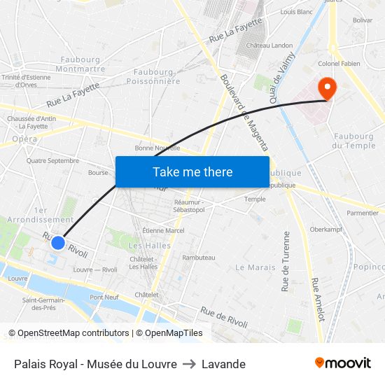 Palais Royal - Musée du Louvre to Lavande map