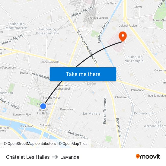 Châtelet Les Halles to Lavande map