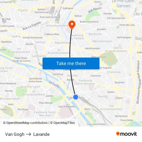 Van Gogh to Lavande map