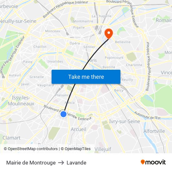 Mairie de Montrouge to Lavande map