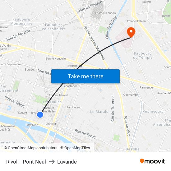 Rivoli - Pont Neuf to Lavande map