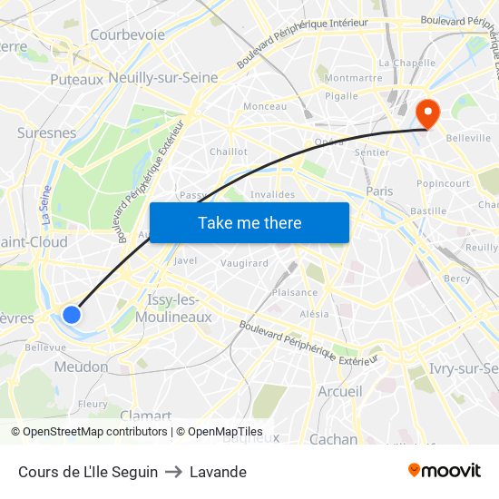 Cours de L'Ile Seguin to Lavande map