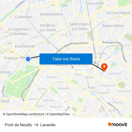 Pont de Neuilly to Lavande map