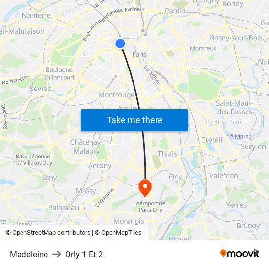 Madeleine to Orly 1 Et 2 map