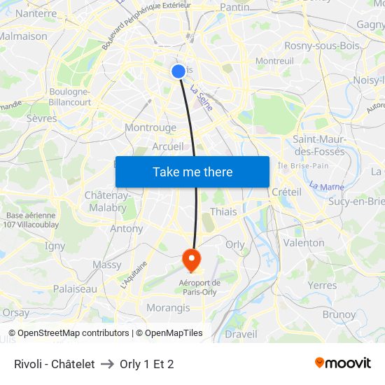 Rivoli - Châtelet to Orly 1 Et 2 map