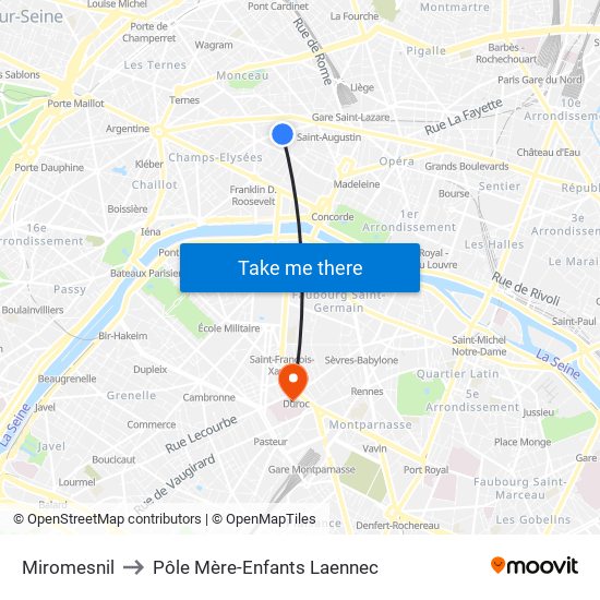 Miromesnil to Pôle Mère-Enfants Laennec map