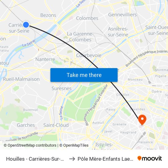 Houilles - Carrières-Sur-Seine to Pôle Mère-Enfants Laennec map