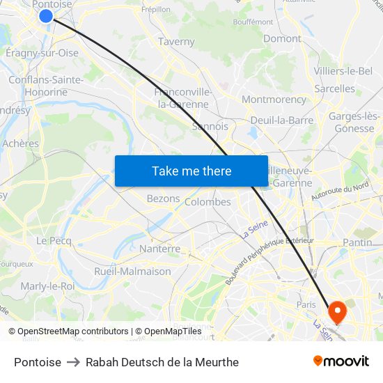Pontoise to Rabah Deutsch de la Meurthe map
