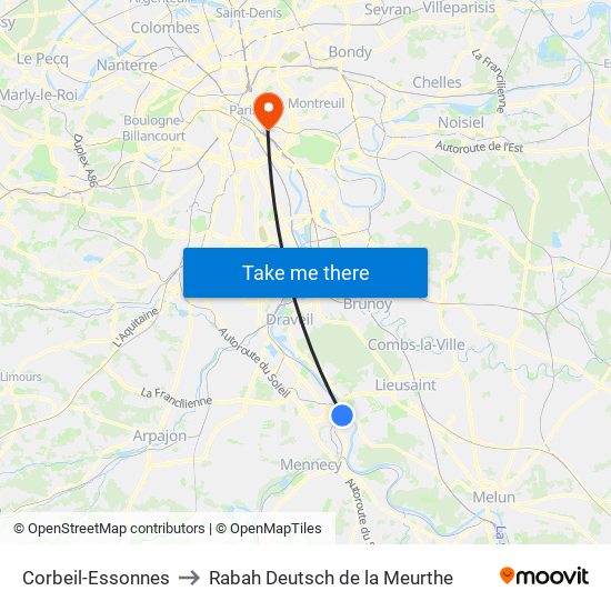 Corbeil-Essonnes to Rabah Deutsch de la Meurthe map