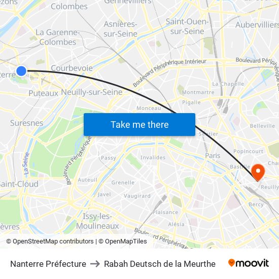 Nanterre Préfecture to Rabah Deutsch de la Meurthe map